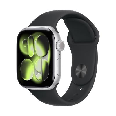 Apple Watch Series 11, 46 мм корпус из алюминия цвета «Silver», ремешок Sport Band цвета «Black»