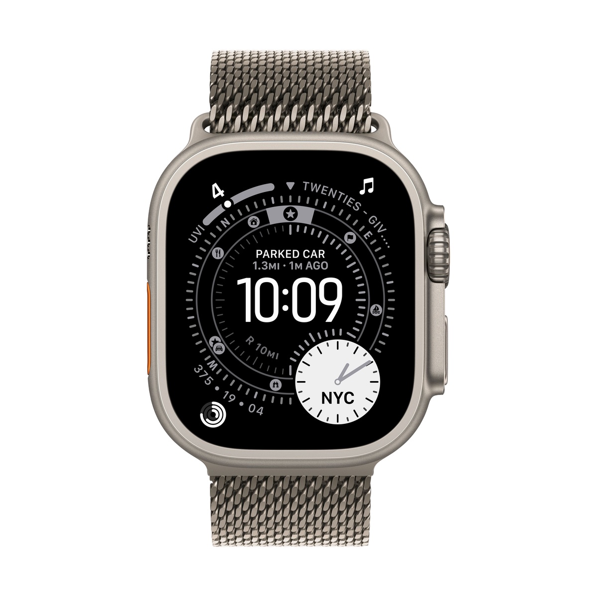 Apple Watch Ultra 3 (2025), 49 мм корпус из титана цвета «Natural», ремешок Titanium Milanese Loop размера S цвета «Natural»