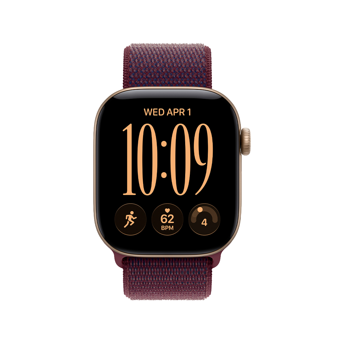 Apple Watch Series 12, 42 мм корпус из алюминия цвета «Black», ремешок Sport Loop цвета «Burgundy Plaid»