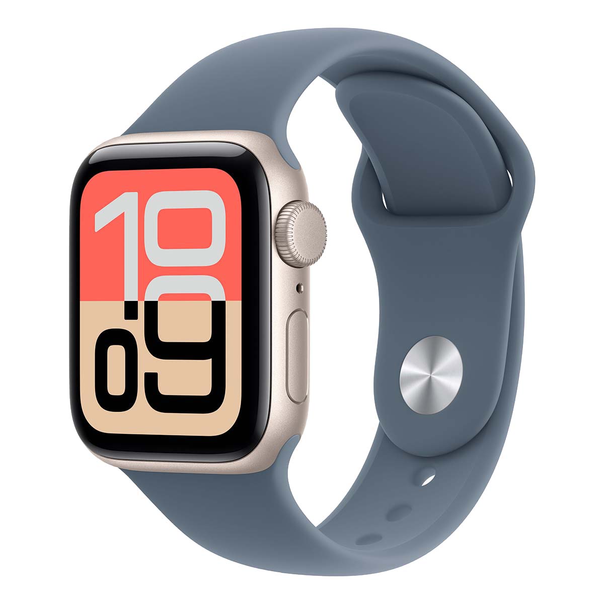 Apple Watch SE 3 (2025), 40 мм корпус из алюминия цвета «Starlight», ремешок Sport Band цвета «Anchor Blue»
