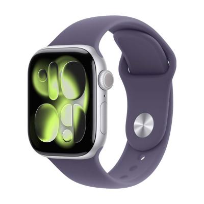 Apple Watch Series 11, 46 мм корпус из алюминия цвета «Silver», ремешок Sport Band размера M/L цвета «Purple Fog»