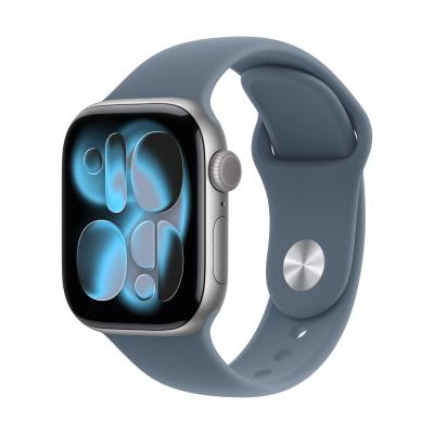 Apple Watch Series 11, 42 мм корпус из алюминия цвета «Space Gray», ремешок Sport Band цвета «Anchor Blue»