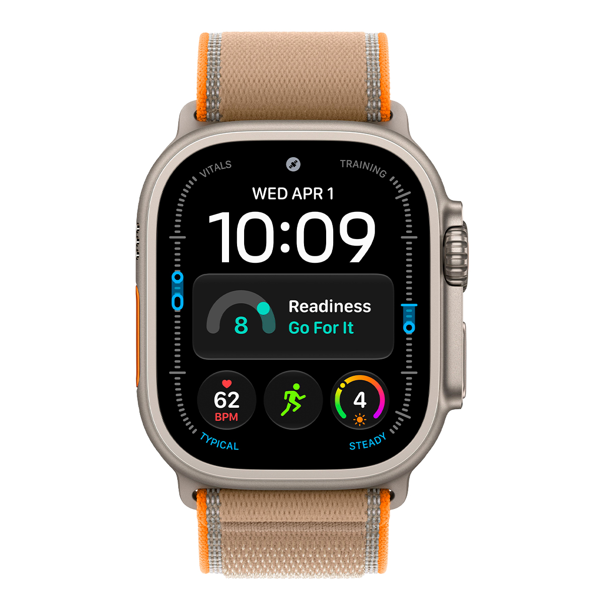 Apple Watch Ultra 4, 49 мм корпус из титана цвета «Natural», ремешок Trail Loop цвета «Sand» размера M/L