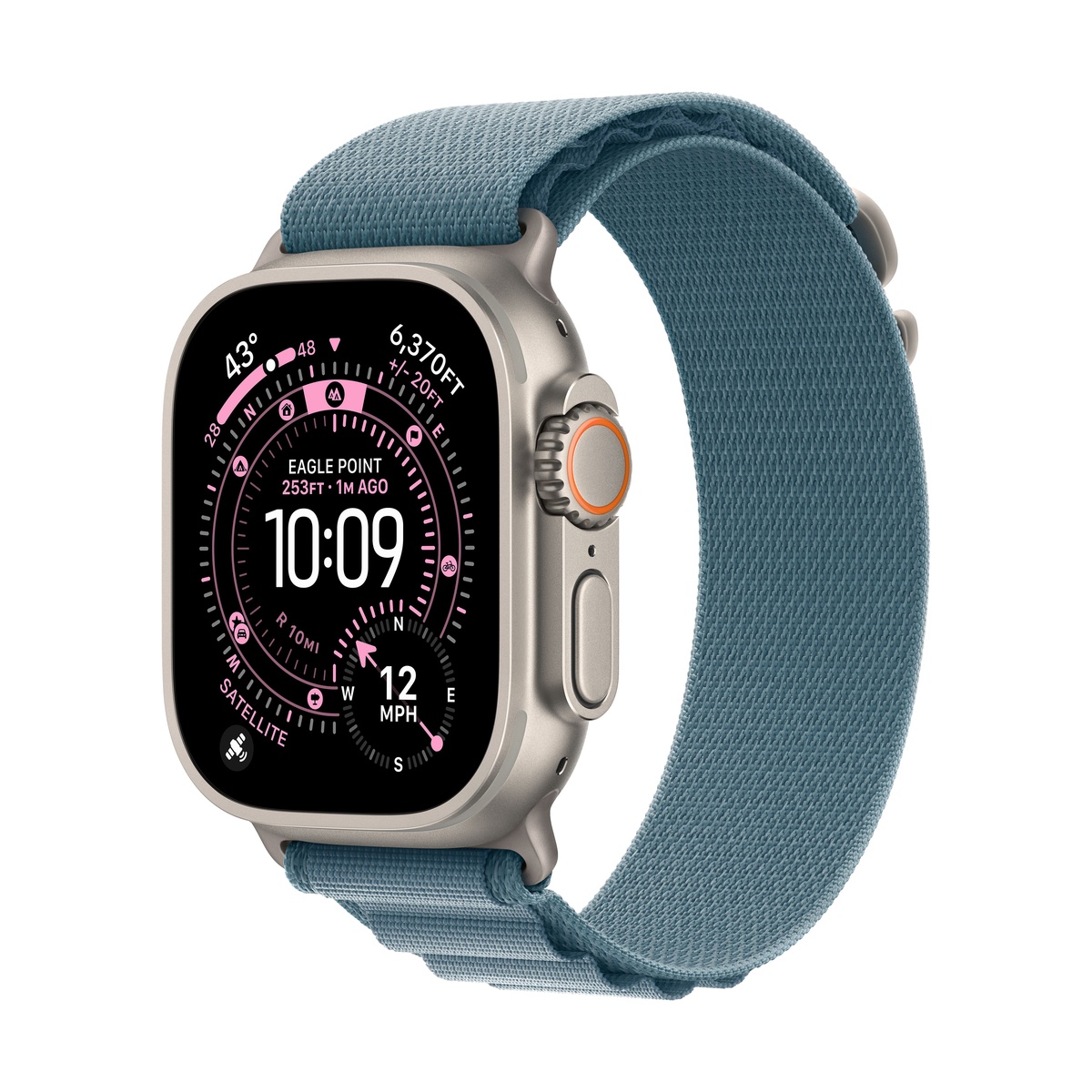 Apple Watch Ultra 3 (2025), 49 мм корпус из титана цвета «Natural», ремешок Alpine Loop размера L цвета «Light Blue»
