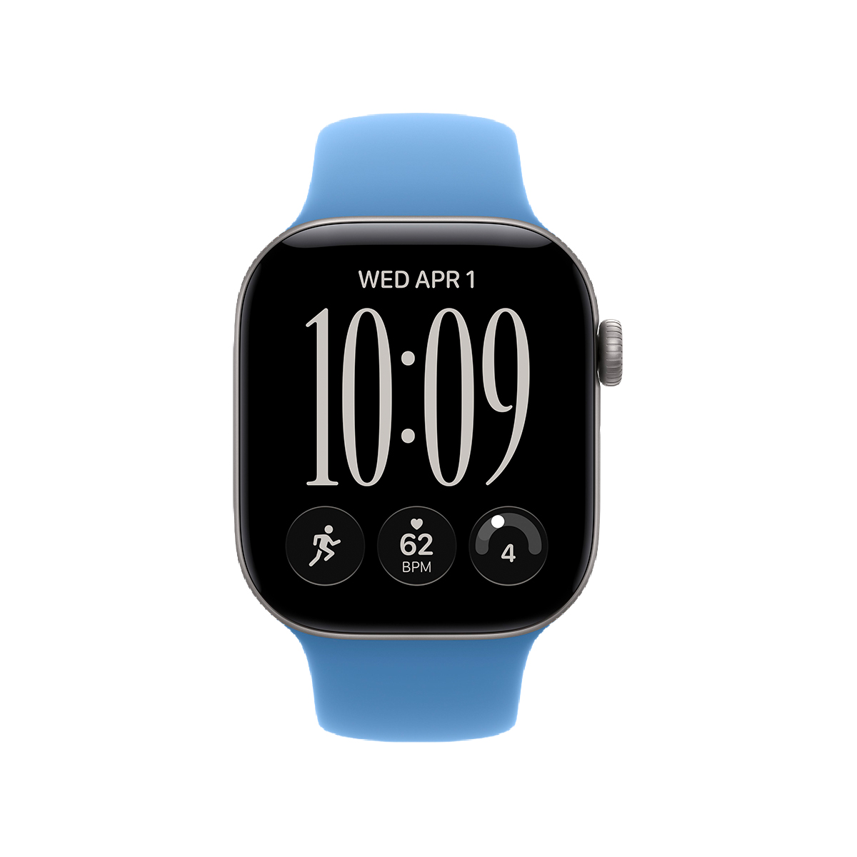 Apple Watch Series 12, 42 мм корпус из алюминия цвета «Space Gray», ремешок Sport Band размера S/M цвета «Wildflower Blue»